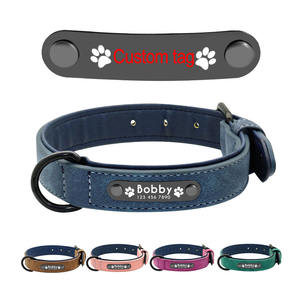 <span class=keywords><strong>Collar</strong></span> ajustable de cuero de doble capa para mascotas, <span class=keywords><strong>collar</strong></span>ín de lujo con etiquetas personalizadas, cómodo, acolchado, resistente al agua, con etiqueta de nombre - Product Image 4