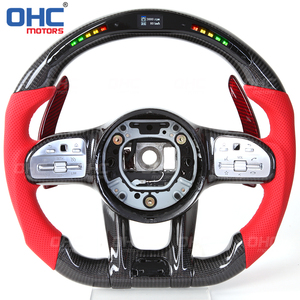 Volant Lenkrad personnalisé pour <span class=keywords><strong>Mercedes</strong></span> Benz <span class=keywords><strong>AMG</strong></span> W205 C63 W213 E63 G63 GLS63S GLA45 A45 LED volant en Fiber de carbone - Product Image 2