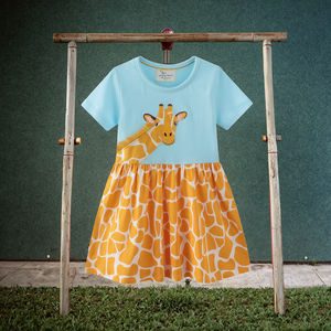 Vestido de Verano de Algodón de Alta Calidad con Cuello Redondo para Niñas, Lindo Diseño Casual y Elegante con Apliques Florales de Jirafa para Niñas de 9 Años - Product Image 3