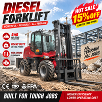 Bester Preis Geländestapler 4x4 Diesel-Gabelstapler 5000kg 5 Tonnen Geländegabelstapler zum Verkauf