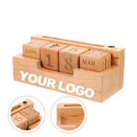 Calendrier de bureau en bois en gros d'usine, logo personnalisé, calendrier en blocs de construction pour bureau, base en bois