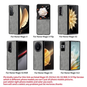 Étui de téléphone de luxe pour <span class=keywords><strong>homme</strong></span> <span class=keywords><strong>d</strong></span>'affaires pour Honor Magic V5 / V3 Vs3 V2 V2 RSR / V V Flip en cuir de mouton, protection intégrale de l'objectif, coque arrière - Product Image 2