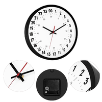 Horloge murale 24 heures Horloge murale analogique ronde à quartz de 12 pouces pour salle de classe, école, bureau, salon, chambre et maison (noir)