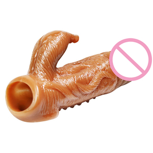 Lootee JA-YJT01 Men Silicone Delay Ejaculation Realistic <strong>Penis</strong> <strong>Cover</strong> Reusable Extender Sleeve with <strong>Vibrator</strong> - Product Image 2