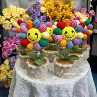 Crochet fait main fleurs en pot tricot tulipe tournesol Rose artificielle laine fleur plante pour la décoration de la maison saint valentin cadeau