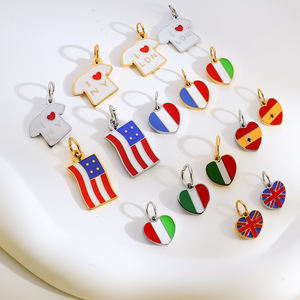 Hartvorm Verenigde Staten Verenigd Koninkrijk Frankrijk Italië Vlag Hanger Oorbellen Ketting Sieraden Rvs Bedels Groothandel - Product Image 6