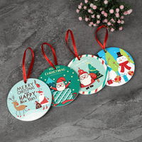 Etiquetas Colgantes Circulares Navideñas Personalizables, Impresas en UV HD, de Cerámica Moderna, Resistentes al Agua y Ecológicas, 7.6cm de Diámetro