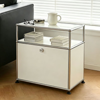 Table de chevet modulaire en acier inoxydable, 1x2, 1 porte battante, moderne, pliable et écologique, facile à assembler, personnalisable