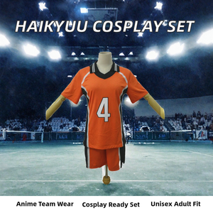 Costume Cosplay di Halloween Haikyuu <span class=keywords><strong>Karasuno</strong></span> Volleyball, Set Maglia Anime per Adulti, Uniforme Arancione e Nera - Product Image 2