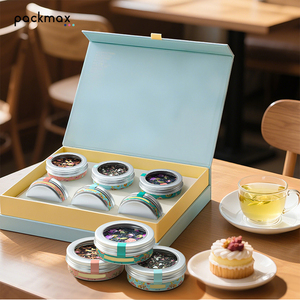 Boîte en aluminium de qualité alimentaire avec fenêtre pour thé aux fleurs (rose, jasmin, oolong) - Petite boîte ronde personnalisée à visser - Product Image 6