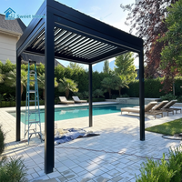 Pergola bioclimatique en aluminium Sweet Home avec commande motorisée, toit à lamelles rétractables, toit solide, auvent personnalisé pour balcon, terrasse extérieure