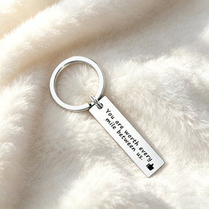 Romantic Birthday Wish Engraved Keychain, Rose Gold Plated Bar Tag <b>Keyring</b> for Lovers Anniversary Keepsake - Product Image 4