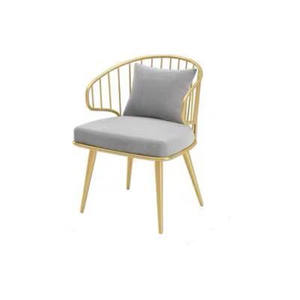 Ghế ăn sắt kiểu Bắc Âu, ghế thư giãn nhà hàng khách sạn, ghế lưng cong có đệm nhung, lưng rỗng - Product Image 4