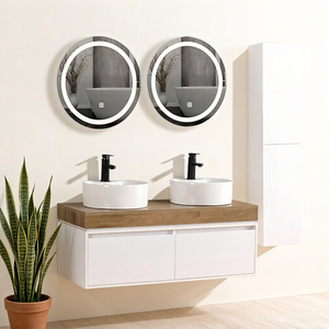 Ensemble <span class=keywords><strong>de</strong></span> meuble-lavabo <span class=keywords><strong>de</strong></span> <span class=keywords><strong>salle</strong></span> <span class=keywords><strong>de</strong></span> <span class=keywords><strong>bain</strong></span> rectangulaire moderne à fixation murale avec lavabo en céramique et <span class=keywords><strong>miroir</strong></span> LED - Product Image 1