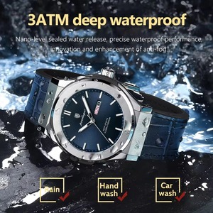 Montres pour hommes avec bracelet en cuir Drioshipping, montre à quartz étanche, date, montres de sport - Product Image 4