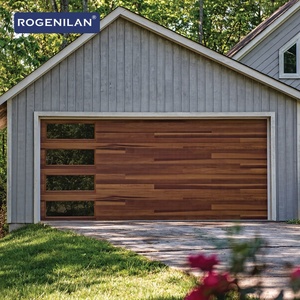 <span class=keywords><strong>Porte</strong></span> <span class=keywords><strong>de</strong></span> <span class=keywords><strong>garage</strong></span> <span class=keywords><strong>sectionnelle</strong></span> en aluminium à grain <span class=keywords><strong>de</strong></span> bois avec isolation thermique résidentielle Rogenilan USA et fenêtres <span class=keywords><strong>de</strong></span> visualisation en verre noir - Product Image 1