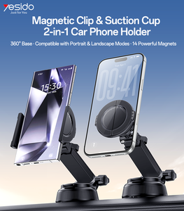 Yesido 360° Drehbar 14 17N Magnete Magnetischer Clip & Saugnapf 2-in-1 Auto-Handyhalterung C280 - Product Image 2
