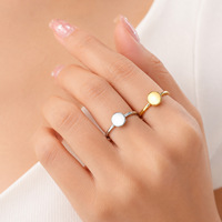 Dina Minimalistischer Flacher Runder Blanker Edelstahlring Dünner Polierter Ring DIY Lasergravierbarer Schmuck für Frauen