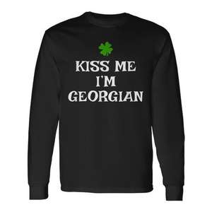 Kiss Me I'm Georgian Long Sleeve T-<b>Shirt</b> <b>St</b> <b>Patricks</b> <b>Day</b> Irish Georgia - Product Image 1