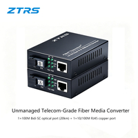 Convertidor de Fibra Óptica ZTRS de 1/2/4 Puertos, 10/100M RJ45 a 100M Fibra Única SC 20km, Convertidor de Escritorio No Administrado IEEE 802.3u