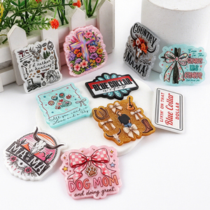 Customizable Colorful Acrylic Flatbacks Nurse Badge <b>Holders</b> With Floral And Pattern Designs For DIY Decorations - Product Image 6