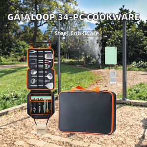 Juego de Utensilios de Cocina para <span class=keywords><strong>Camping</strong></span> de Acero Inoxidable Gaialoop, 34 Piezas con Bolsa Organizadora, Equipo Portátil para RV, Campamento y Aire Libre - Product Image 3