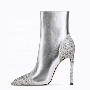 Chaussures à talons hauts fins pour femmes Tiny Bling Diamonds, bottines courtes sexy, escarpins pour femmes, couleurs personnalisées or et argent - Product Image 2