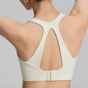 Soutien-gorge de <span class=keywords><strong>sport</strong></span> ajouré pour femme avec coussinets fixes, maintien moyen, col en <span class=keywords><strong>U</strong></span>, haut de yoga ajustable, respirant, pour la course à pied - Product Image 4