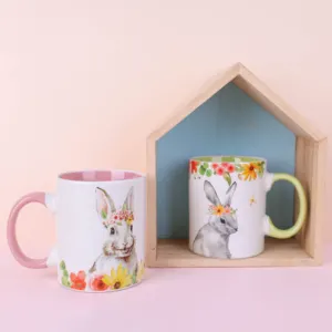 Wholesale Eco-friendly Color Glazed Easter series Ceramic Mugs high quality porcelain mug