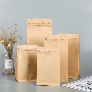 Bolsa de embalaje de papel Kraft para café, café, té, marrón