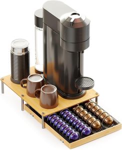 Porte-capsules à café en bambou, compatible avec les capsules <span class=keywords><strong>Nespresso</strong></span> <span class=keywords><strong>Vertuo</strong></span>, pour 40 capsules grandes ou 56 capsules petites - Product Image 1
