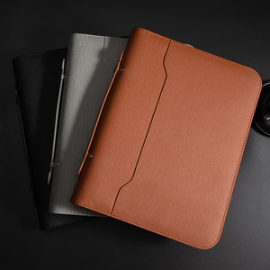 Black A4 Size Notebook Waterproof Portfolio Handle File <strong>Folder</strong> 4 <strong>Ring</strong> <strong>Binder</strong> Tan Document Holder Bag With Clip - Product Image 1