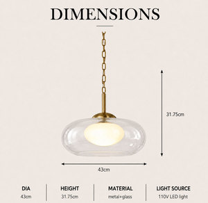 Lámpara colgante de cristal de mediados de siglo, cadena ajustable de latón, luz de suspensión para mesa de comedor, isla de cocina, decoración interior del hogar - Product Image 5