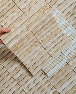 Revestimiento de Pared de Mosaico de Travertino Natural de Lujo Premium - Diseño Moderno Resistente al Agua para Interiores de Hoteles - Product Image 1