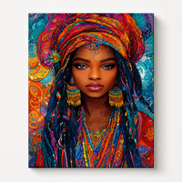 Peinture à l'huile sur toile moderne et colorée de femme noire afro-américaine, idéale pour le salon, vente en gros, livraison directe