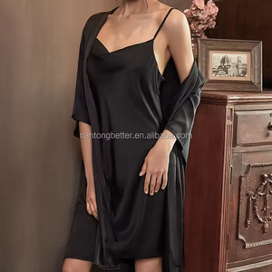 Camicia da Notte da Donna Plus Size in Seta Satinata Lussuosa, Scollo a V, Casual, <span class=keywords><strong>Sexy</strong></span>, con Spalline Regolabili, Abito da Sposa - Product Image 2