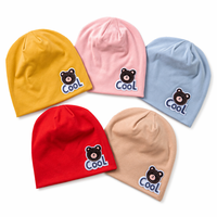 Gorro de Bebé de Algodón Suave con Bordado de Oso, Gorro para Dormir para Bebés y Niños Pequeños, Envío Inmediato al por Mayor