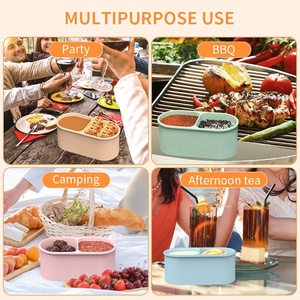 กล่องเก็บอาหารขนาดเล็ก กล่องใส่น้ำสลัดอเนกประสงค์ ป้องกันการรั่วซึม กล่องใส่น้ำสลัดซิลิโคน พร้อมถ้วยจิ้ม - Product Image 3