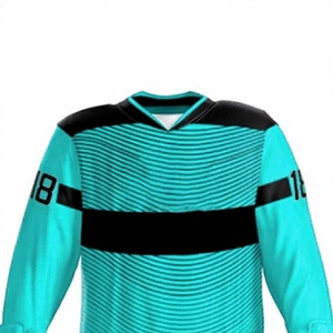 Uniforme de Hockey sobre Hielo para Hombre LONG MISSION INDUSTRY, Conjunto en Verde Azulado y Negro, Impresión por Sublimación, Poliéster Transpirable, Ropa Deportiva para Adultos, Equipamiento Completo - Product Image 5