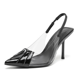 Nuove Scarpe Sexy in Pelle Verniciata Plissettata con <span class=keywords><strong>Tacco</strong></span> <span class=keywords><strong>Basso</strong></span>, Stile Francese con Cuciture e <span class=keywords><strong>Tacco</strong></span> Sottile, <span class=keywords><strong>Sandali</strong></span> da Donna - Product Image 4