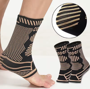 Attelle de cheville de sport en cuivre pour hommes et femmes, manchon de compression de cheville en <span class=keywords><strong>nylon</strong></span> tricoté pour fasciite plantaire - Product Image 2