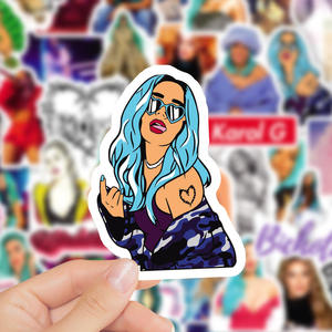 Pegatinas de vinilo de PVC de <span class=keywords><strong>Karol</strong></span> <span class=keywords><strong>G</strong></span> para decoración de fiestas, pegatinas de PVC para fans de álbumes de recortes de equipaje, 50 unidades - Product Image 3