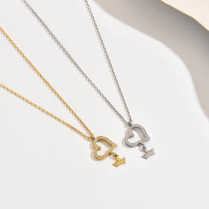 <span class=keywords><strong>Collar</strong></span> de Acero Inoxidable de Alta Gama con Forma de Llave de Corazón, Chapado en Oro, Cadena Versátil, Accesorio Moderno, Simple y <span class=keywords><strong>Sexy</strong></span> para Regalo - Product Image 4