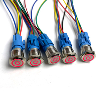 Interrupteur à bouton-poussoir en acier inoxydable de 16 mm, étanche IP65, avec voyant LED, auto-bloquant, auto-réinitialisant, symbole d'alimentation, 12V