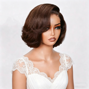 Perruque Bob 4x4 en <span class=keywords><strong>cheveux</strong></span> humains, pré-coupée, sans colle, avec fermeture en dentelle, 8-10 pouces, <span class=keywords><strong>cheveux</strong></span> courts, raie en C, noir naturel, ligne de <span class=keywords><strong>cheveux</strong></span> pré-épilée - Product Image 1