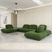 Ensemble de canapés en chenille de style français avec mousse élastique haute densité, mobilier de salon au design modulable et combinable