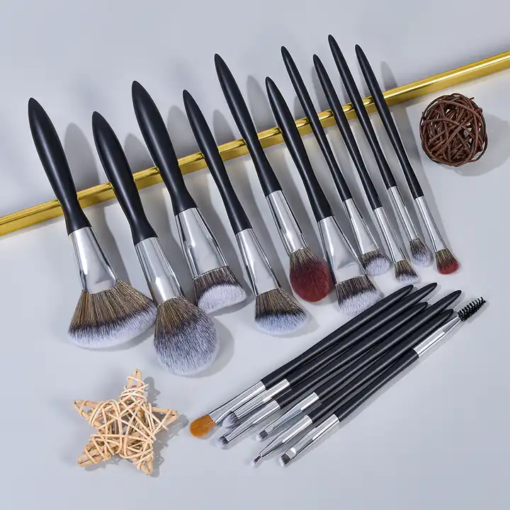 Professional Kabuki Flat Brush Set Custom Logo 16Pcs High Quality Liquid Foundation Makeup Brush ...