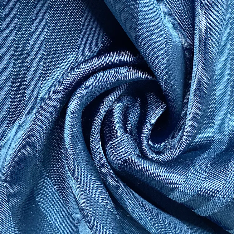 Tela de satén viscosa para blusas y vestido, tejido a rayas jacquard texturizado, cortinas teñidas