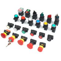 Growmoon Botones Metálicos Modulares de la Serie XB4 de 22 mm, Momentáneos y con Bloqueo, con Fuente de Luz LED, Interruptor de Rebote por Resorte, Clasificación IP54, 2NO 3A