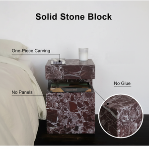 <span class=keywords><strong>Mesa</strong></span> Auxiliar Sólida Única, Mesita de Noche Moderna con Base, Estructura Resistente, Bloque de Mármol para Interiores, Dormitorio, Sala de Estar - Product Image 2